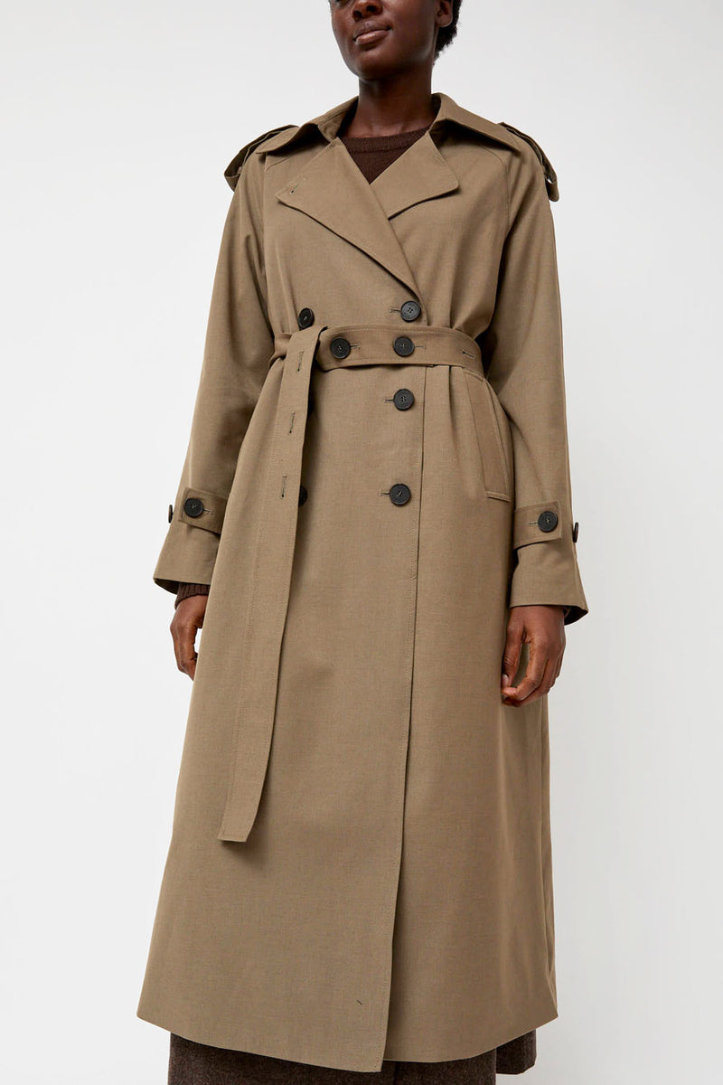 Mijeong Park Wool Blend Long Trench in Light Olive