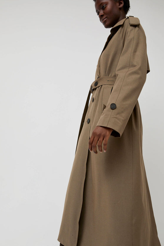 Mijeong Park Wool Blend Long Trench in Light Olive No.6 Store