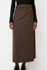 Mijeong Park Wool Blend Maxi Wrap Skirt in Brown