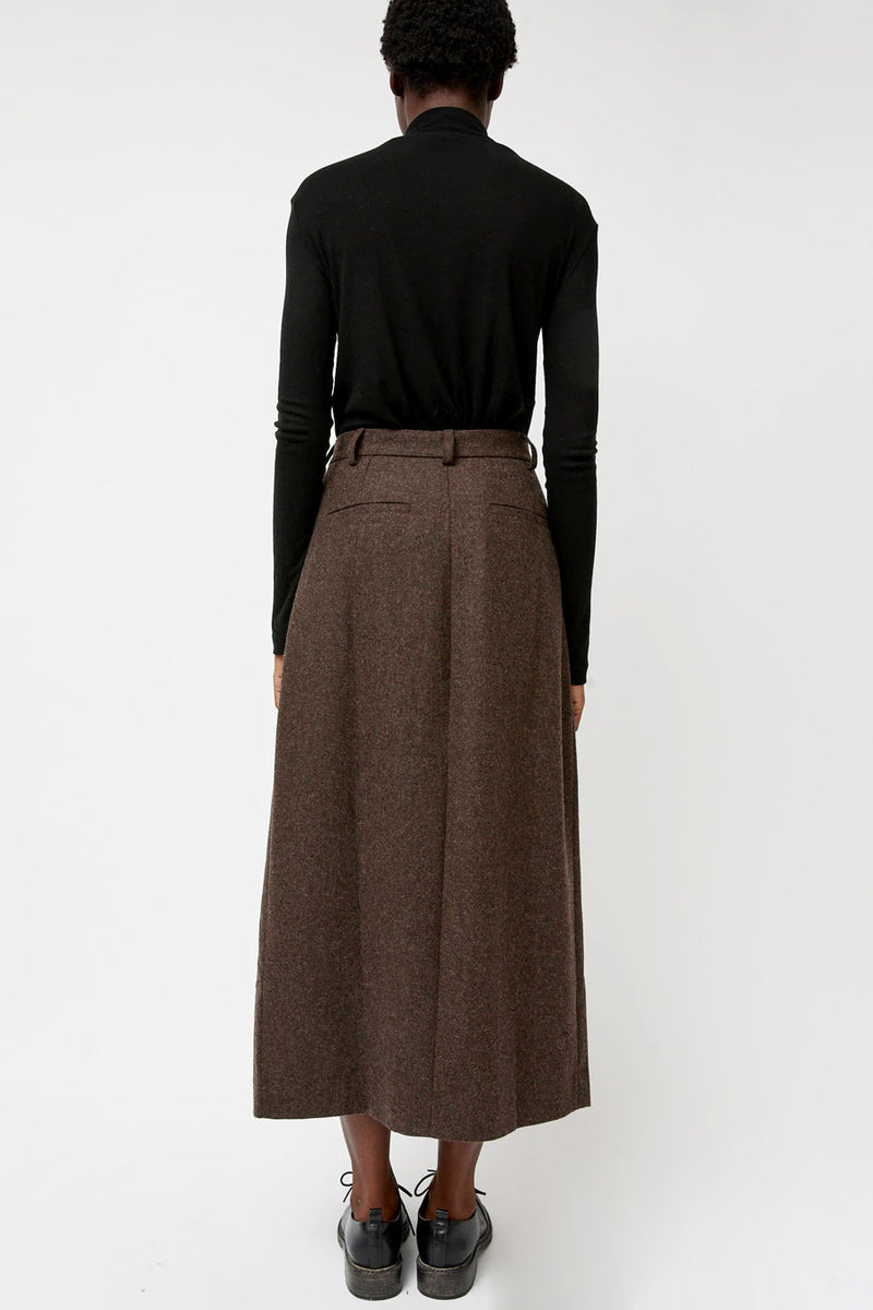 Mijeong Park Wool Blend Maxi Wrap Skirt in Brown