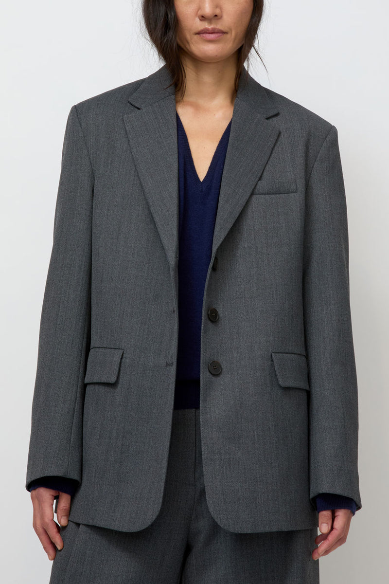 Mijeong Park Wool Blend Oversized Jacket in Charcoal
