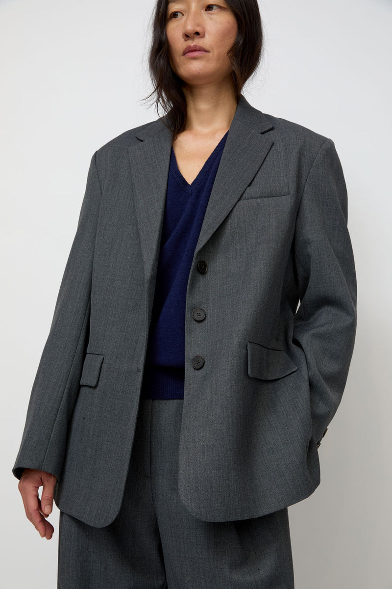 Mijeong Park Wool Blend Oversized Jacket in Charcoal