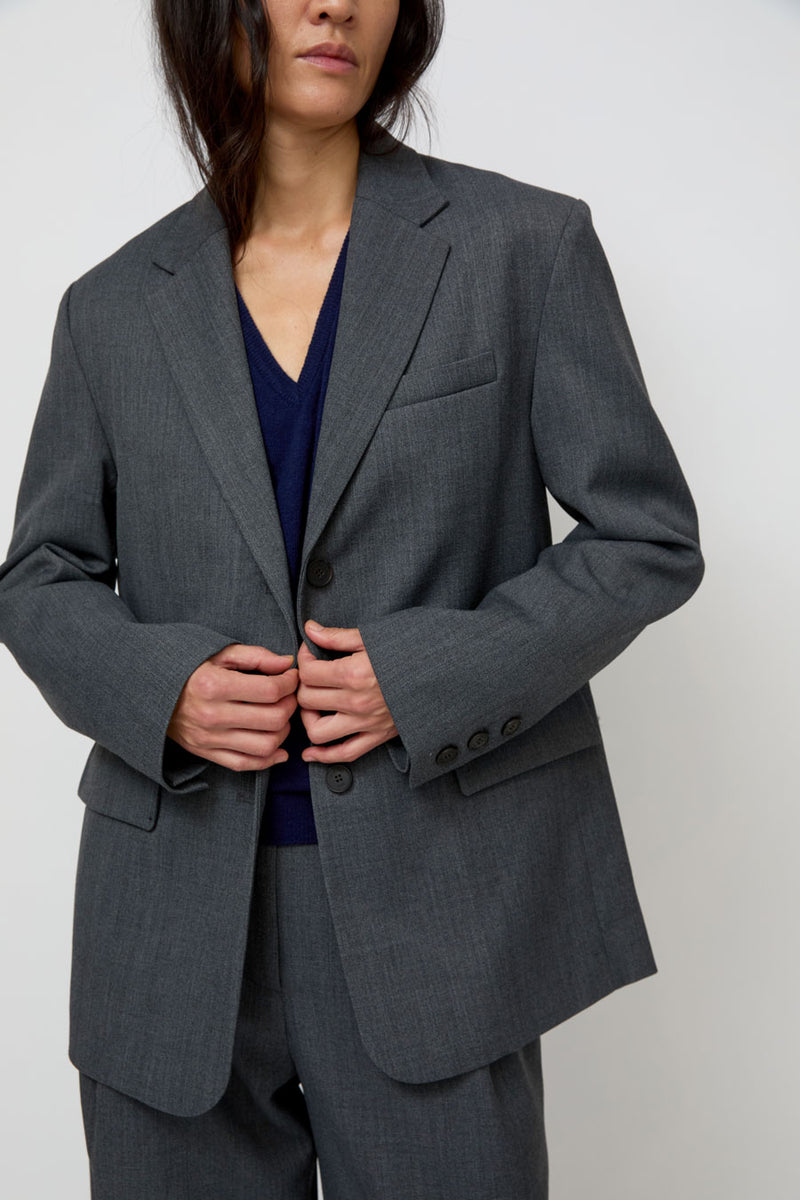 Mijeong Park Wool Blend Oversized Jacket in Charcoal