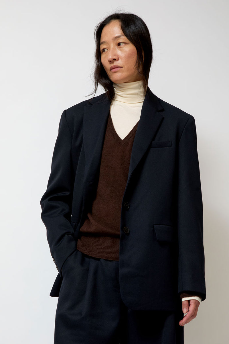 Mijeong Park Wool Blend Oversized Jacket in Navy