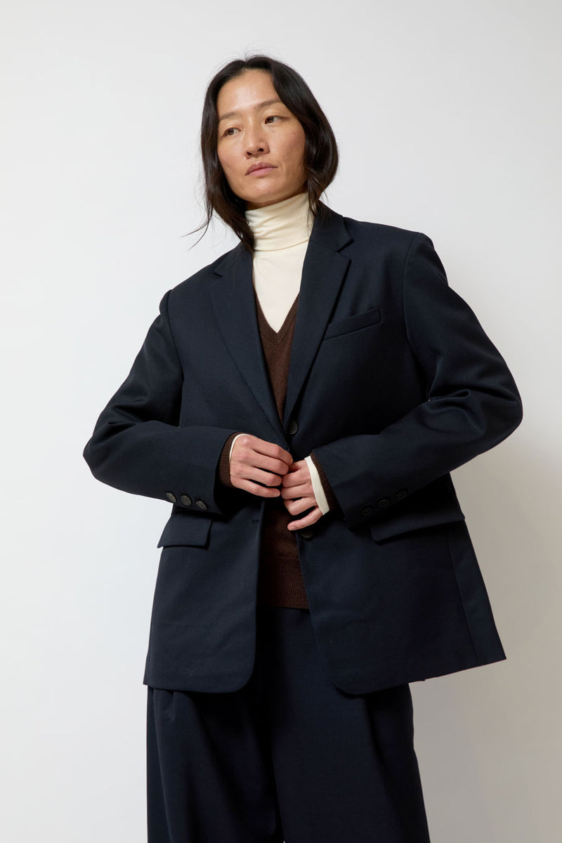 Mijeong Park Wool Blend Oversized Jacket in Navy