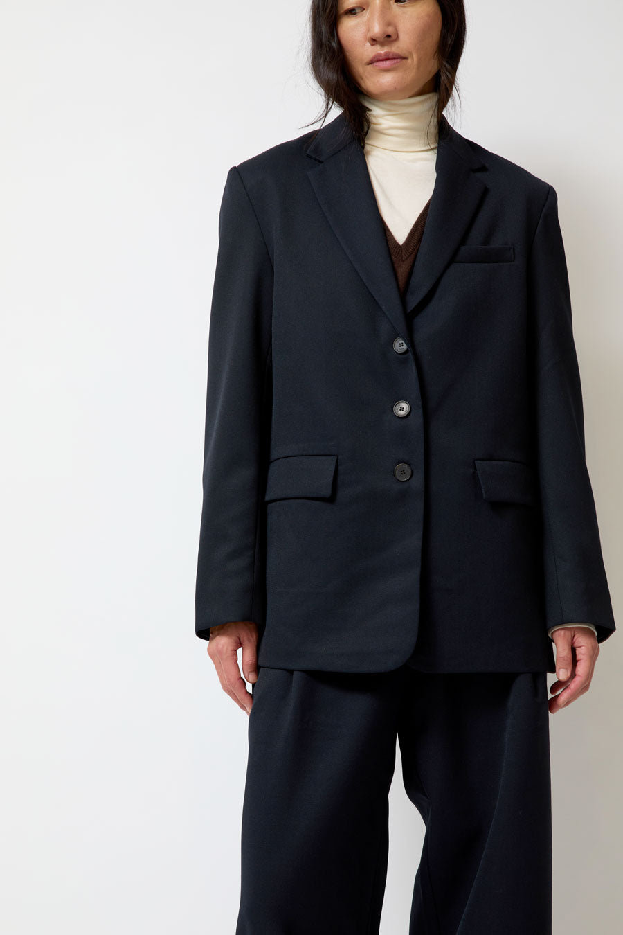 Mijeong Park Wool Blend Oversized Jacket in Navy