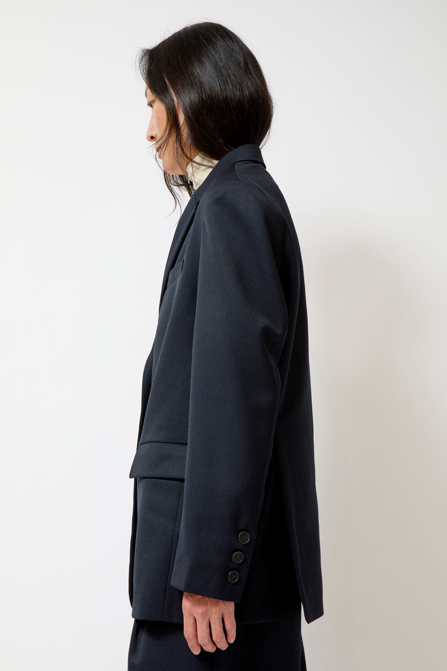 Mijeong Park Wool Blend Oversized Jacket in Navy
