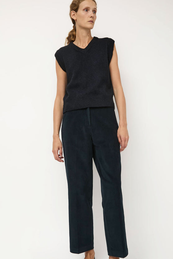 Mijeong Park Wool Blend V-Neck Vest in Navy