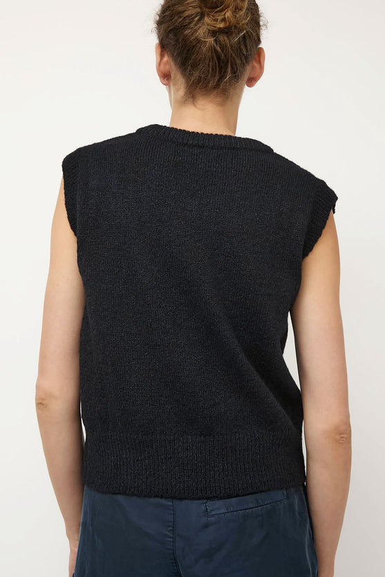 Mijeong Park Wool Blend V-Neck Vest in Navy