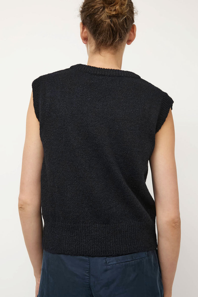 Mijeong Park Wool Blend V-Neck Vest in Navy