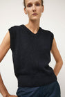 Mijeong Park Wool Blend V-Neck Vest in Navy