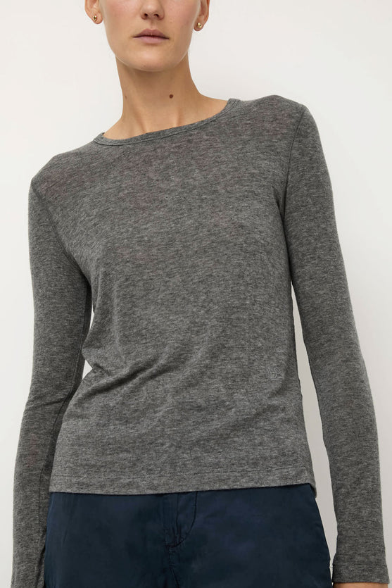 Mijeong Park Wool Tencel Crew Neck Top in Heather Gray