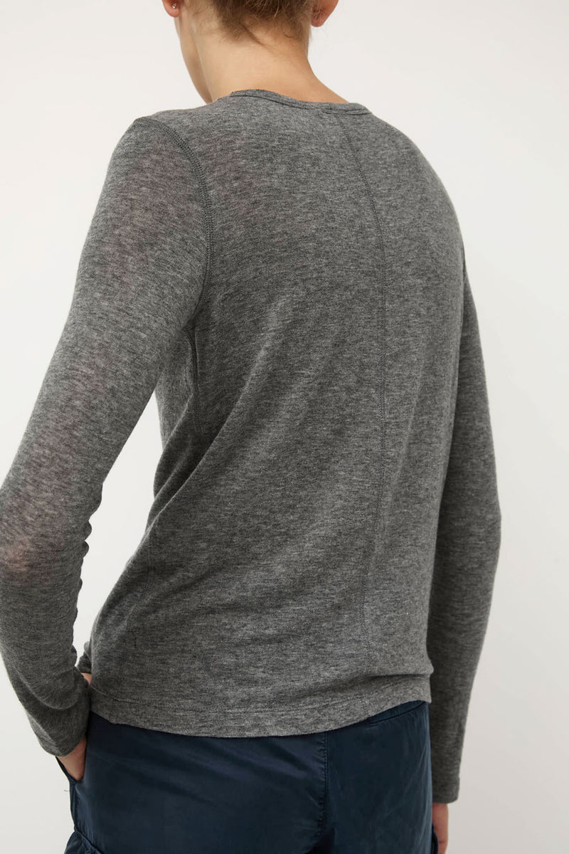 Mijeong Park Wool Tencel Crew Neck Top in Heather Gray