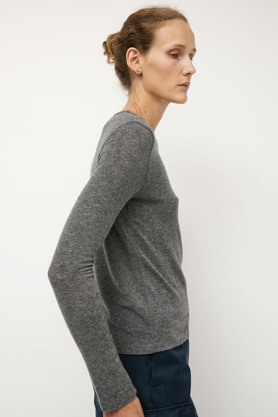 Mijeong Park Wool Tencel Crew Neck Top in Heather Gray