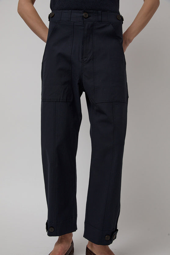 Mijeong Park Cropped Workwear Pants in Dark Navy