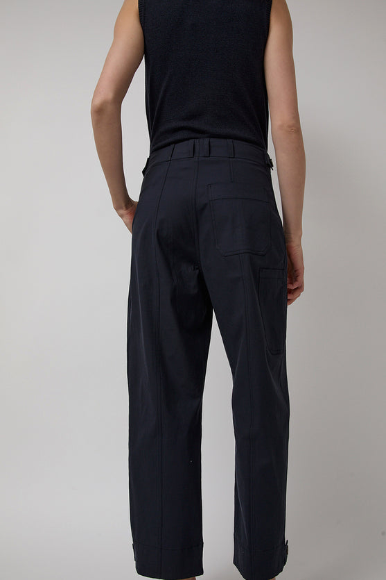Mijeong Park Cropped Workwear Pants in Dark Navy