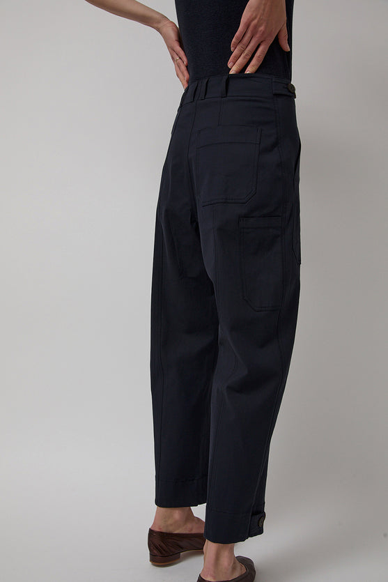 Mijeong Park Cropped Workwear Pants in Dark Navy