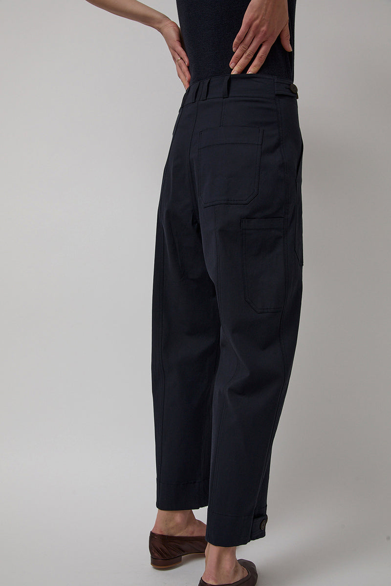 Mijeong Park Cropped Workwear Pants in Dark Navy