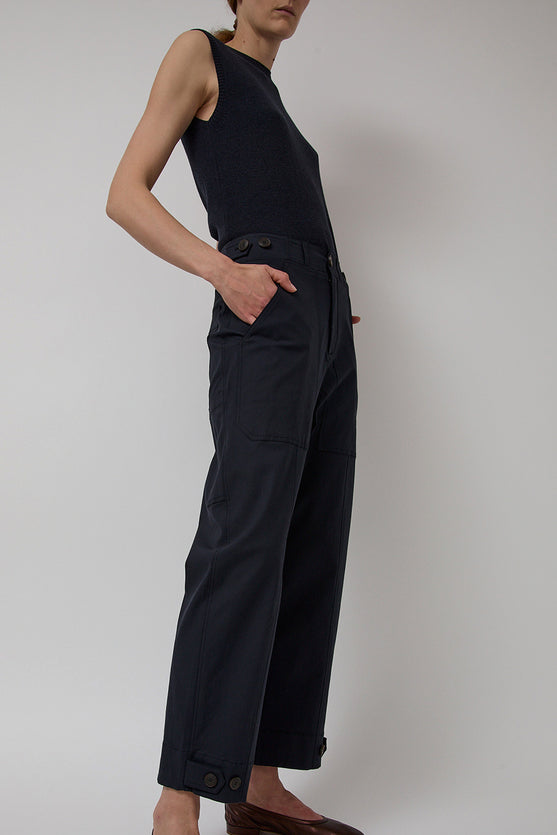 Mijeong Park Cropped Workwear Pants in Dark Navy