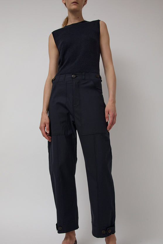 Mijeong Park Cropped Workwear Pants in Dark Navy