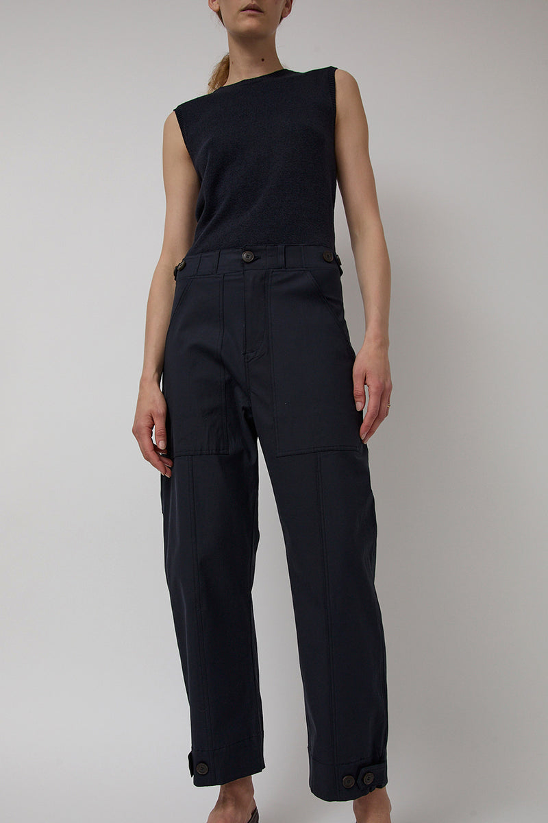 Mijeong Park Cropped Workwear Pants in Dark Navy