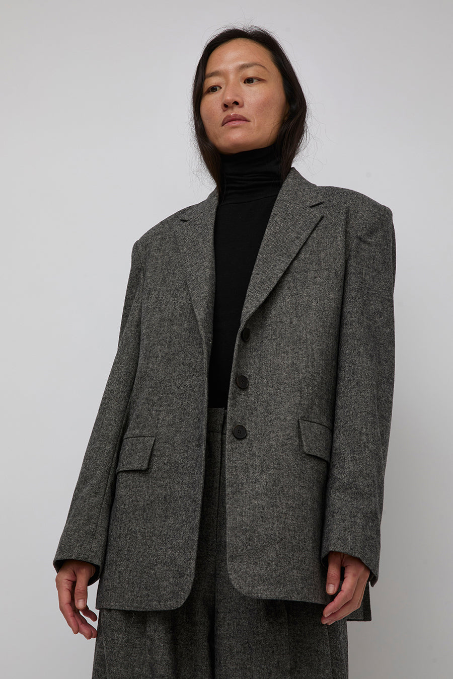Mijeong Park Wool Blend Oversized Jacket in Gray