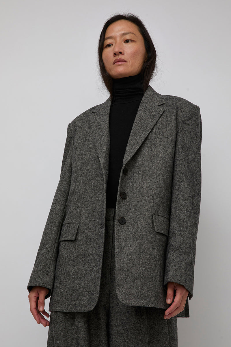 Mijeong Park Wool Blend Oversized Jacket in Gray