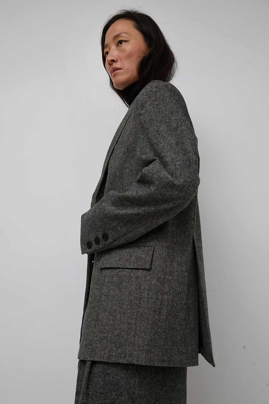 Mijeong Park Wool Blend Oversized Jacket in Gray