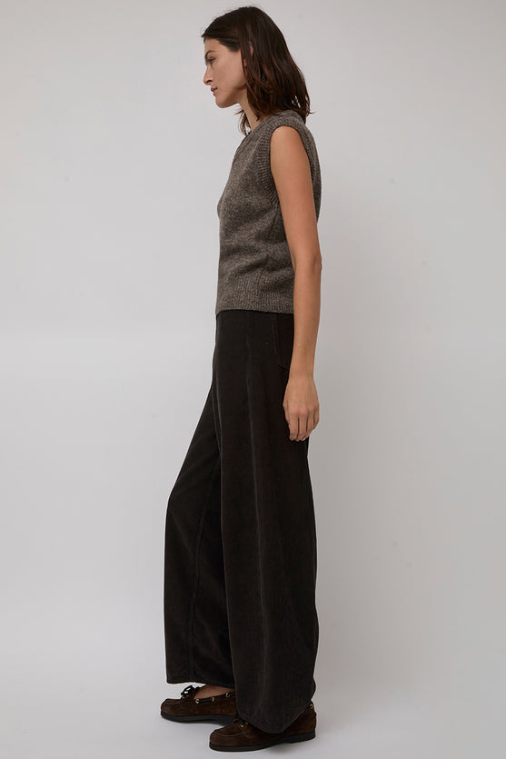 Mijeong Park Wool Blend V-Neck Vest in Heather Brown
