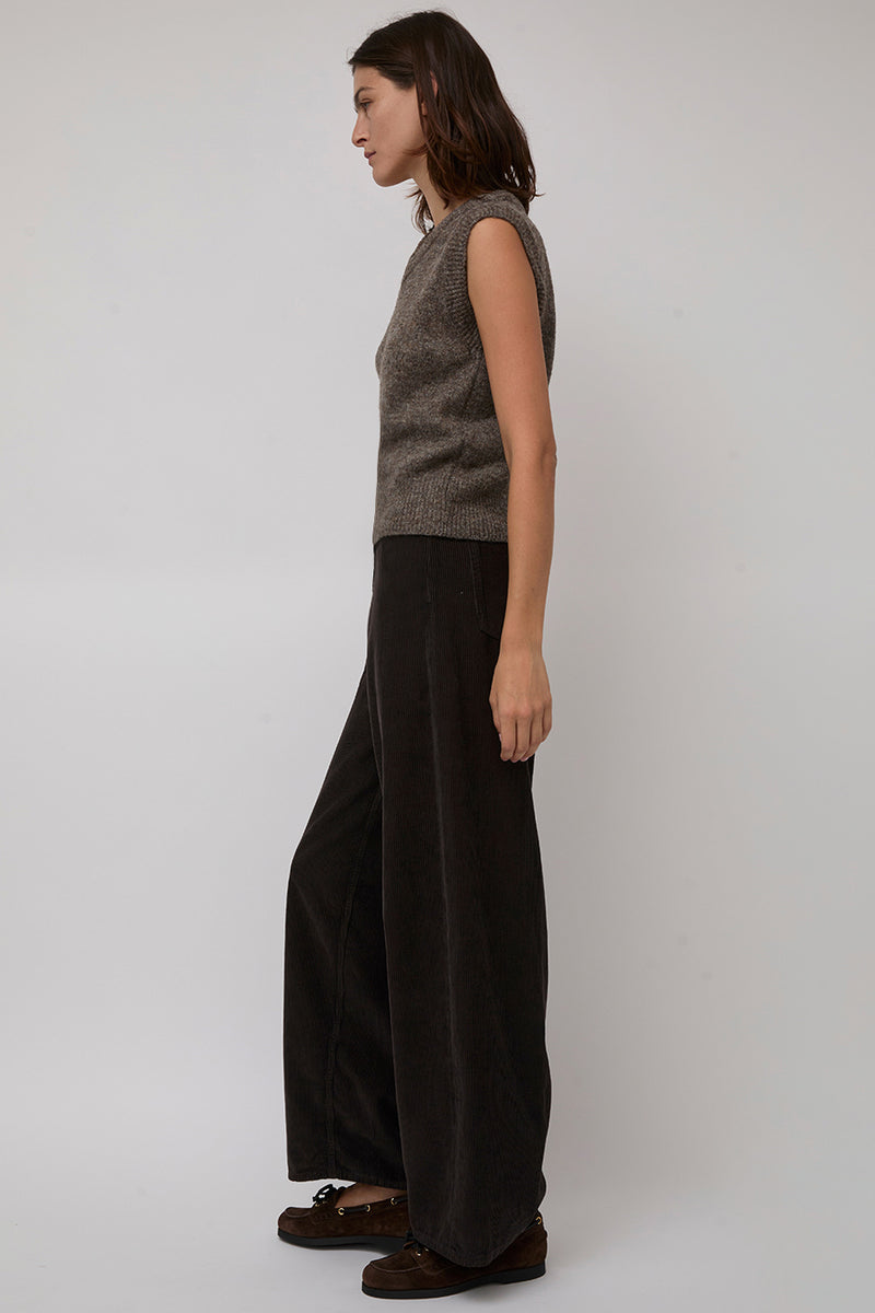 Mijeong Park Wool Blend V-Neck Vest in Heather Brown
