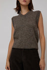 Mijeong Park Wool Blend V-Neck Vest in Heather Brown