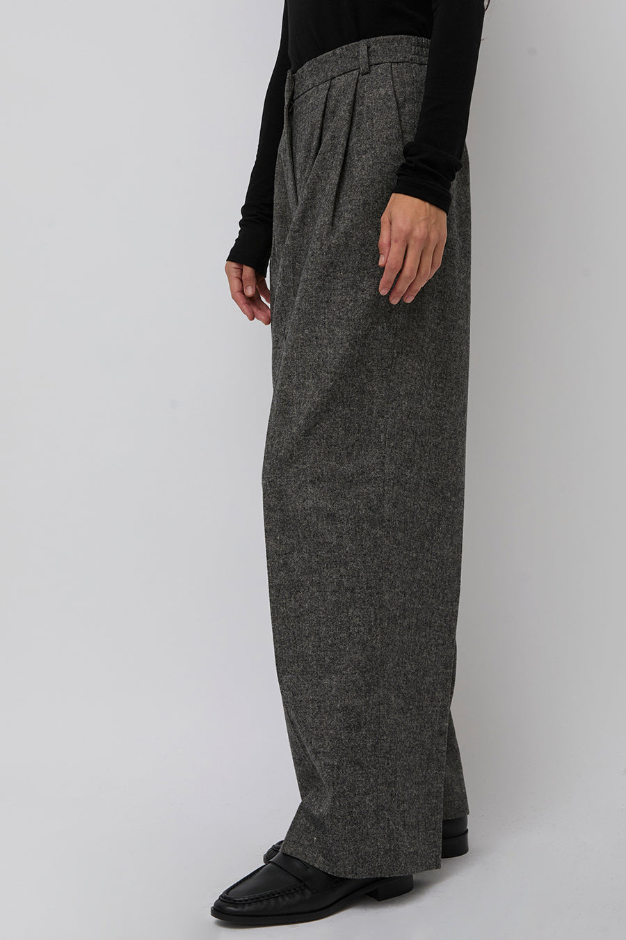 Mijeong Park Wool Blend Wide Leg Pants in Gray