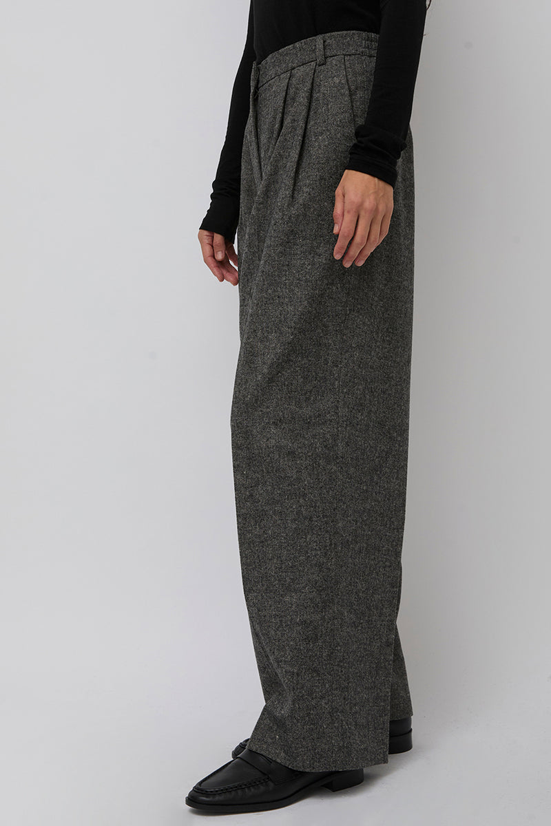 Mijeong Park Wool Blend Wide Leg Pants in Gray