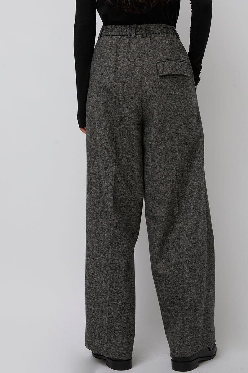Mijeong Park Wool Blend Wide Leg Pants in Gray