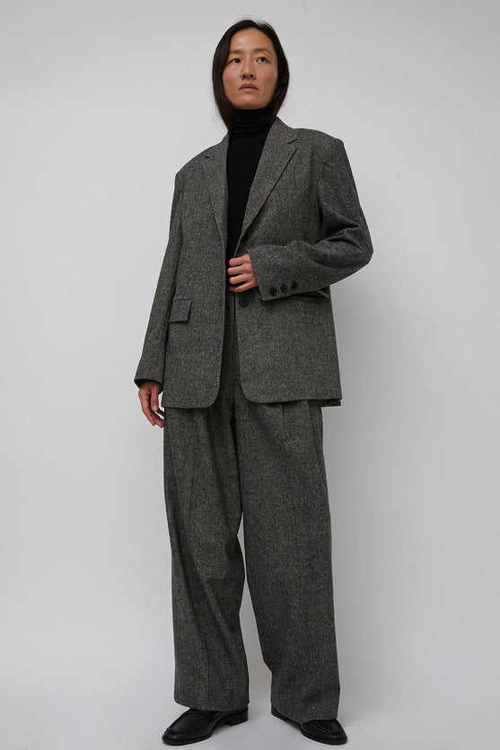 Mijeong Park Wool Blend Wide Leg Pants in Gray