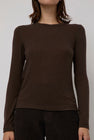 Mijeong Park Wool Tencel Crew Neck Top in Brown