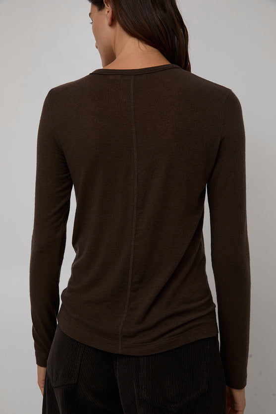 Mijeong Park Wool Tencel Crew Neck Top in Brown