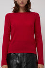 Mijeong Park Wool Tencel Crew Neck Top in Red