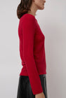 Mijeong Park Wool Tencel Crew Neck Top in Red