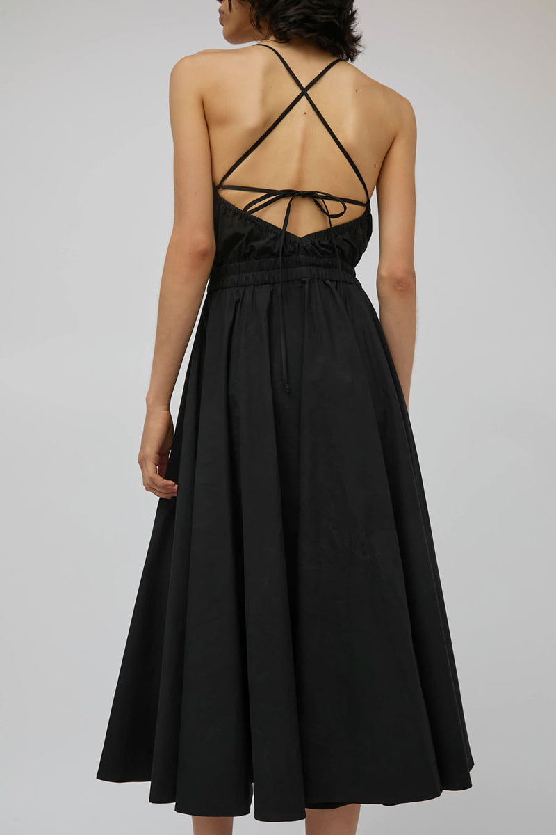 Modern Weaving Crossback Tie Dress in Black