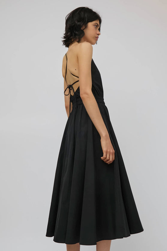 Modern Weaving Crossback Tie Dress in Black