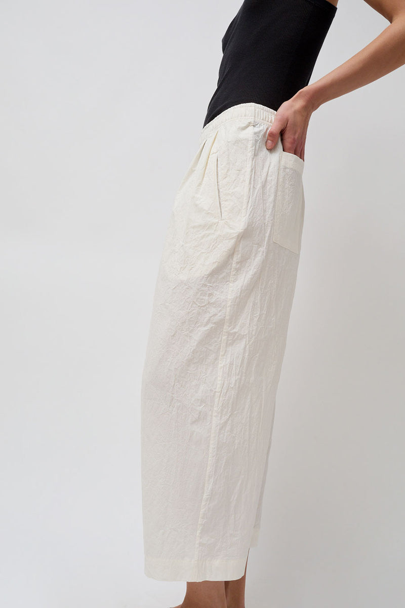 Modern Weaving Dropped Open Leg Trouser in Off White