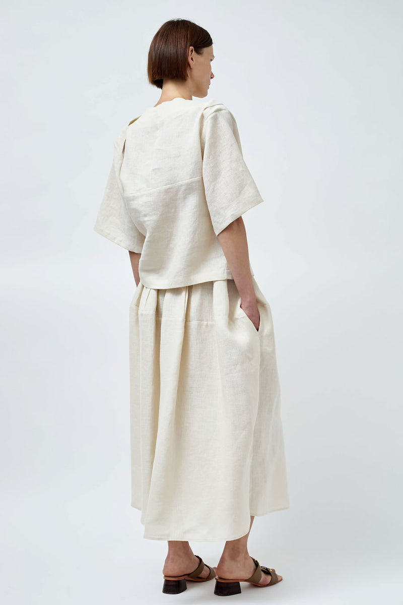 Modern Weaving Godet Circle Skirt in Bone