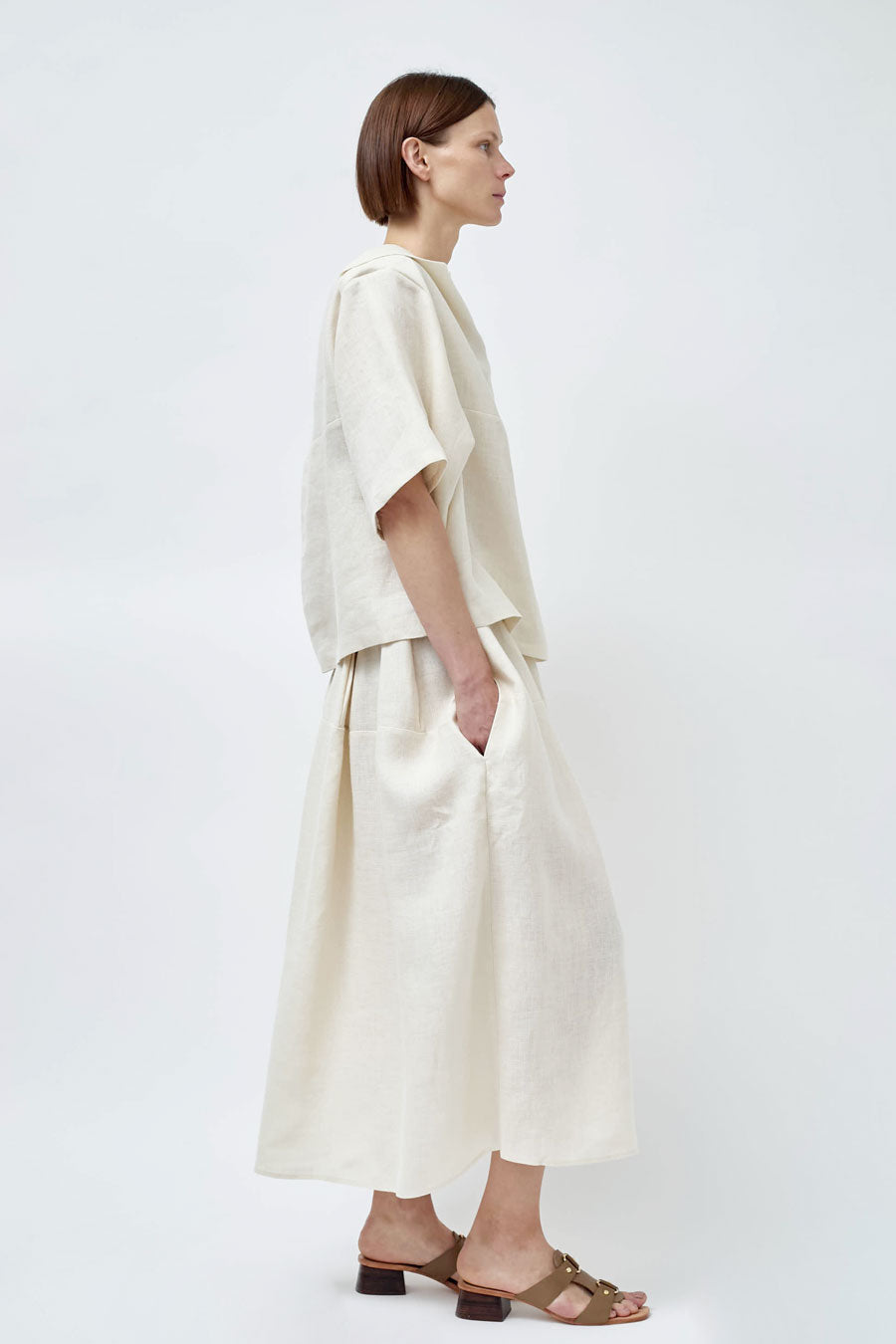 Modern Weaving Godet Circle Skirt in Bone