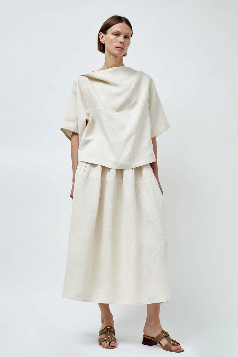 Modern Weaving Godet Circle Skirt in Bone