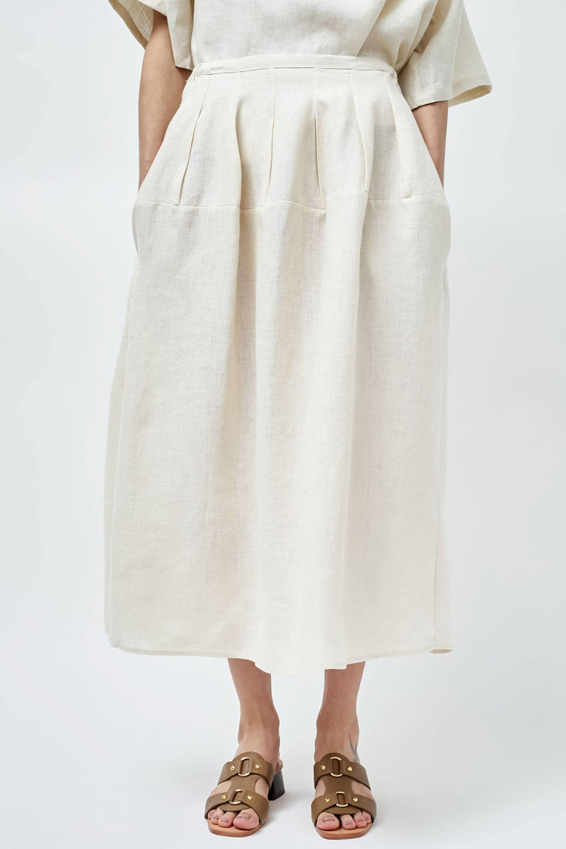Modern Weaving Godet Circle Skirt in Bone