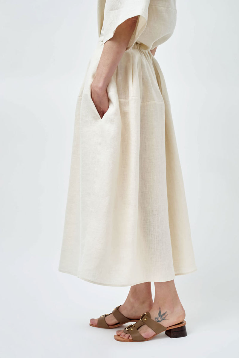 Modern Weaving Godet Circle Skirt in Bone