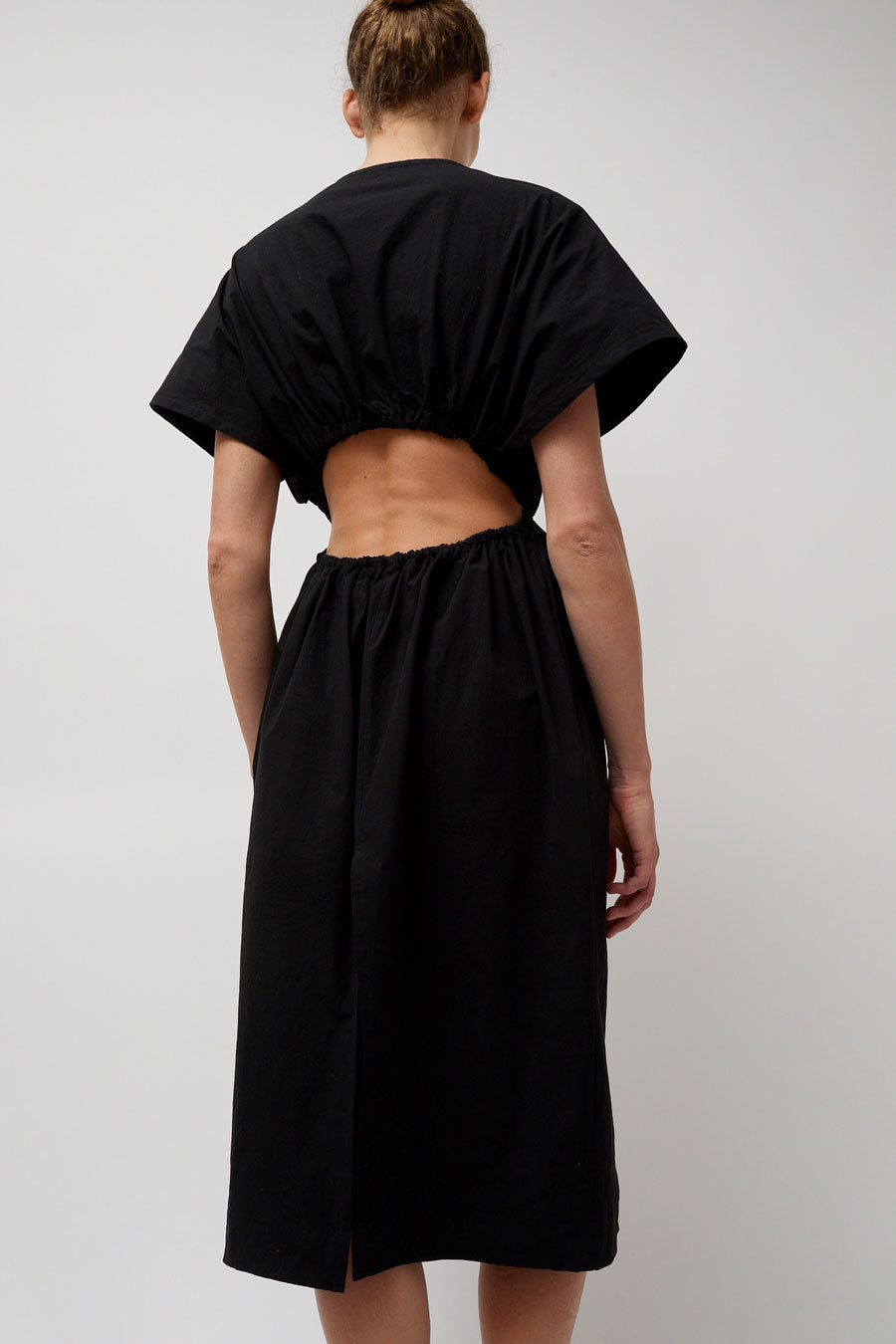 Modern Weaving Open Back Tunic Dress in Black
