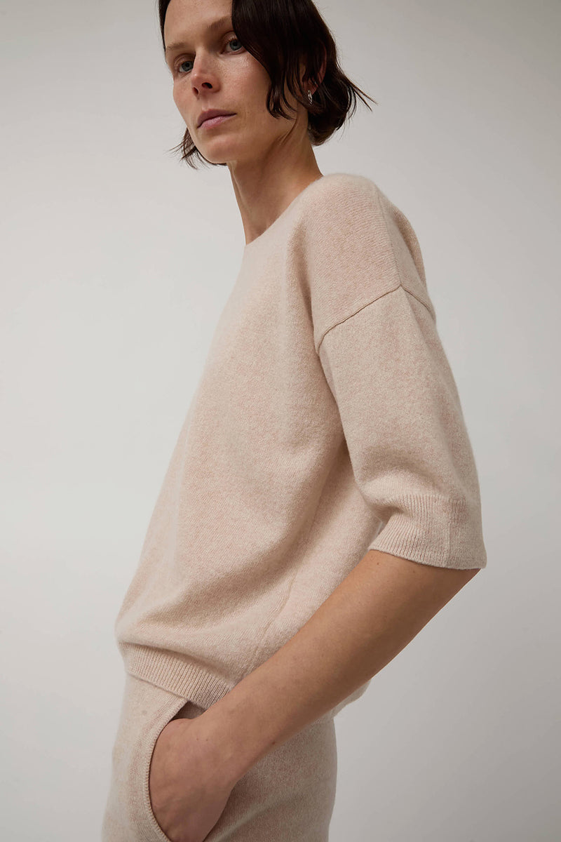 Modern Weaving Boyfriend Tee in Melange Pink