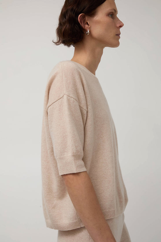 Modern Weaving Boyfriend Tee in Melange Pink